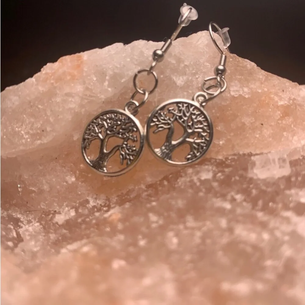 New Woman’s 925 Sterling Silver Tree Of Life Boho Handmade Drop Dangle Earrings - Picture 10 of 16